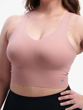 SHEFIT $54 Womens 5 Luxe Pink Rose Clay Cross Back Seamless Padded Everyday Bra